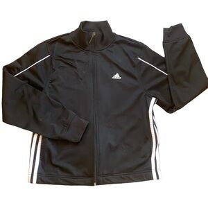 Adidas Three Stripe Black Track Jacket High‎ Collar Full Zip Size M
